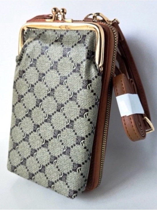 park ave Handbags - Patterned Crossbody Phone Bag in Beige and Browne Park avenue